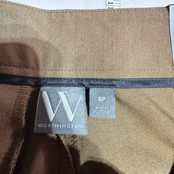 Worthington NWT Women’s Wide Leg Cropped Trouser Pants Size 8 Hi Rise Brown - Picture 7 of 12